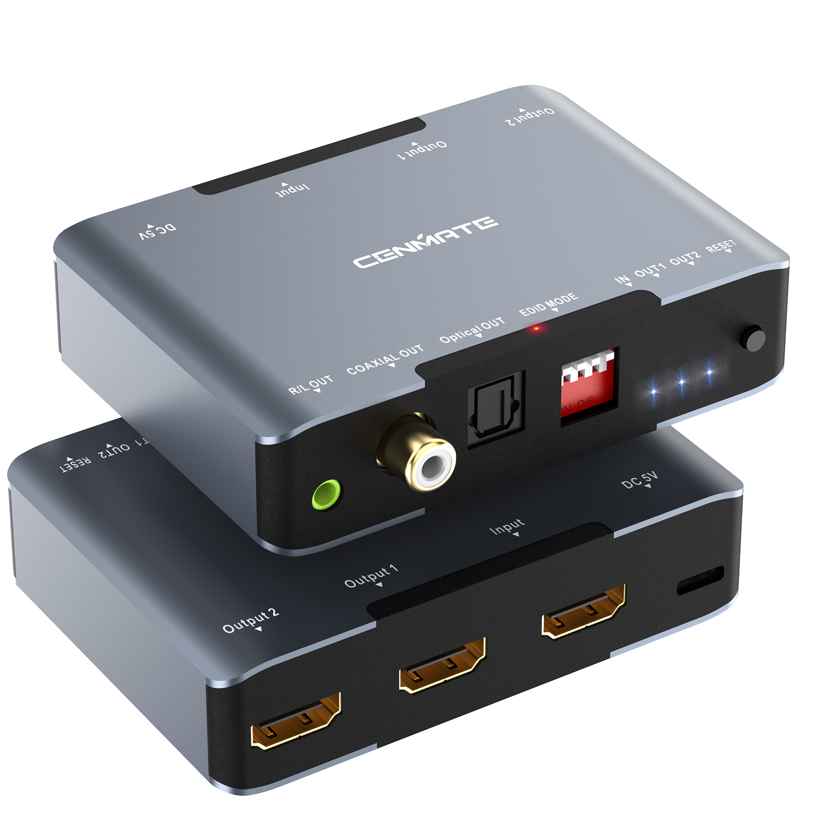 HDMI 2.1 8K@60Hz Splitter 1 in 2 out with EDID+ Audio